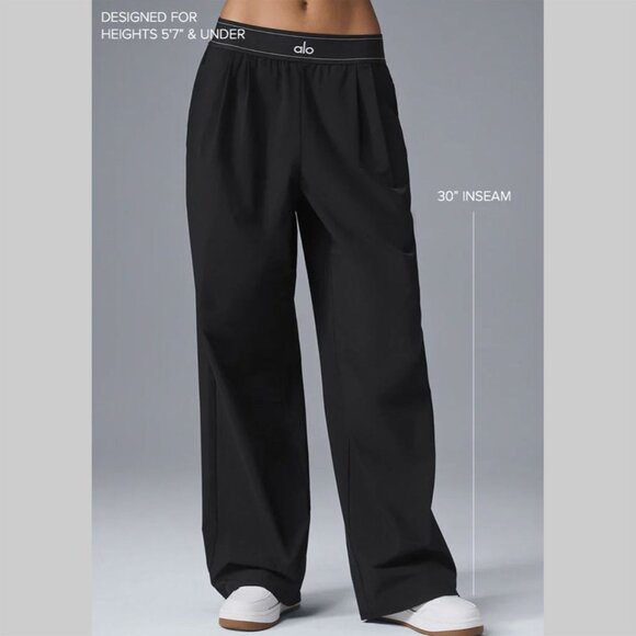 Alo Yoga Black Suit Up Trousers Size M - Stylish Wide-Leg Pants - Picture 3 of 5